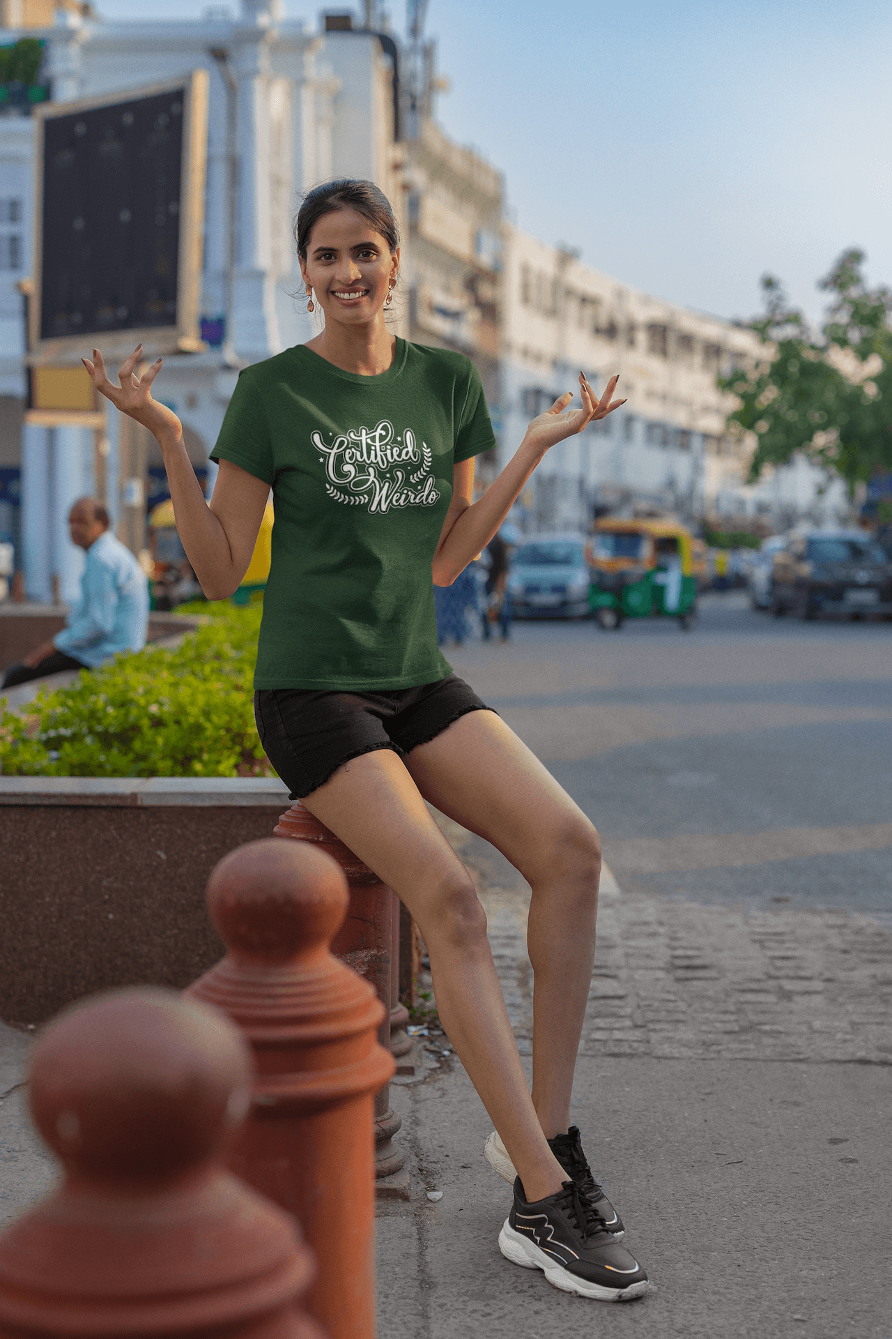 Women's Olive Green Certified Weirdo Graphic Printed T-shirt - Printed Cave