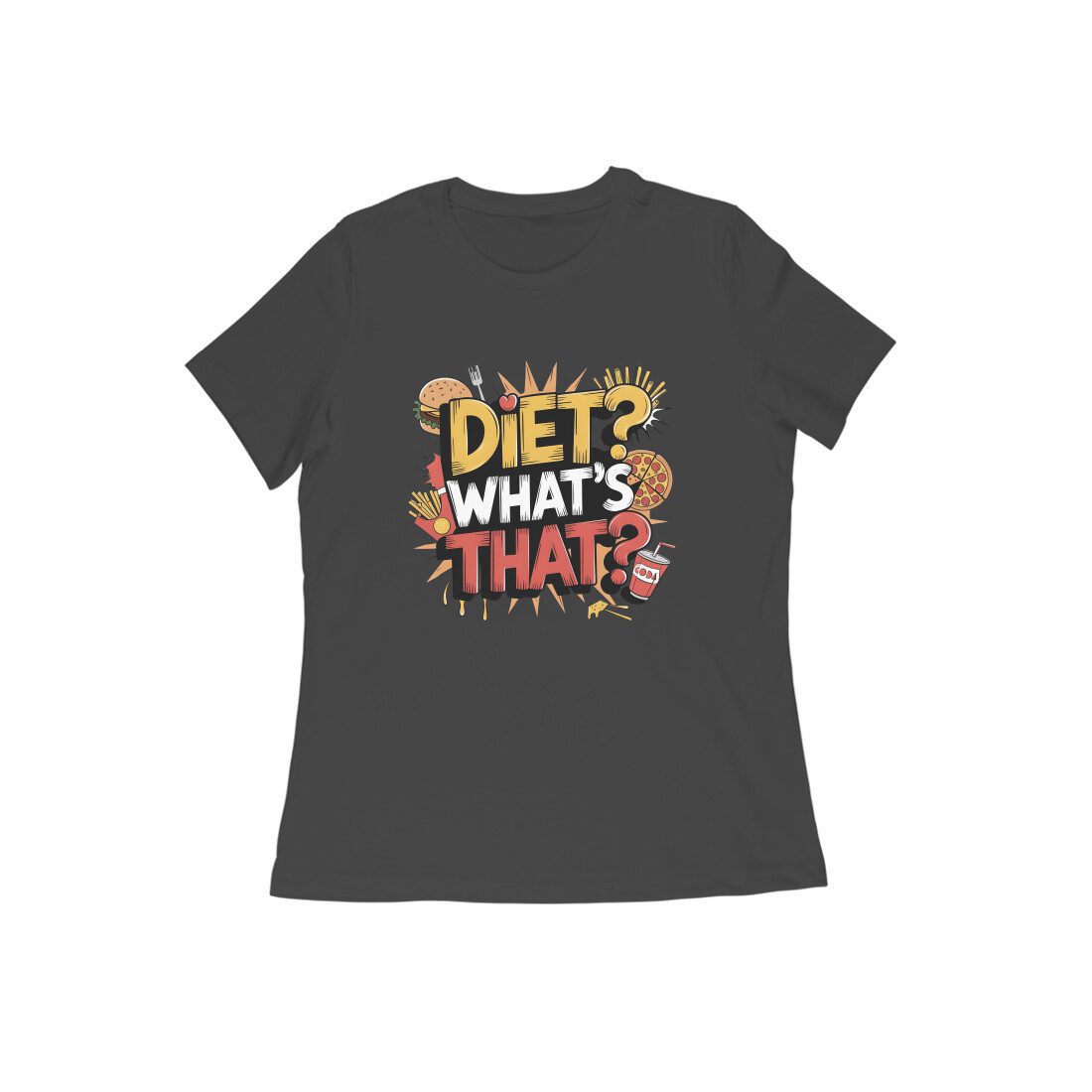 Women's Black Diet What's That Graphic Printed T-shirt - Printed Cave