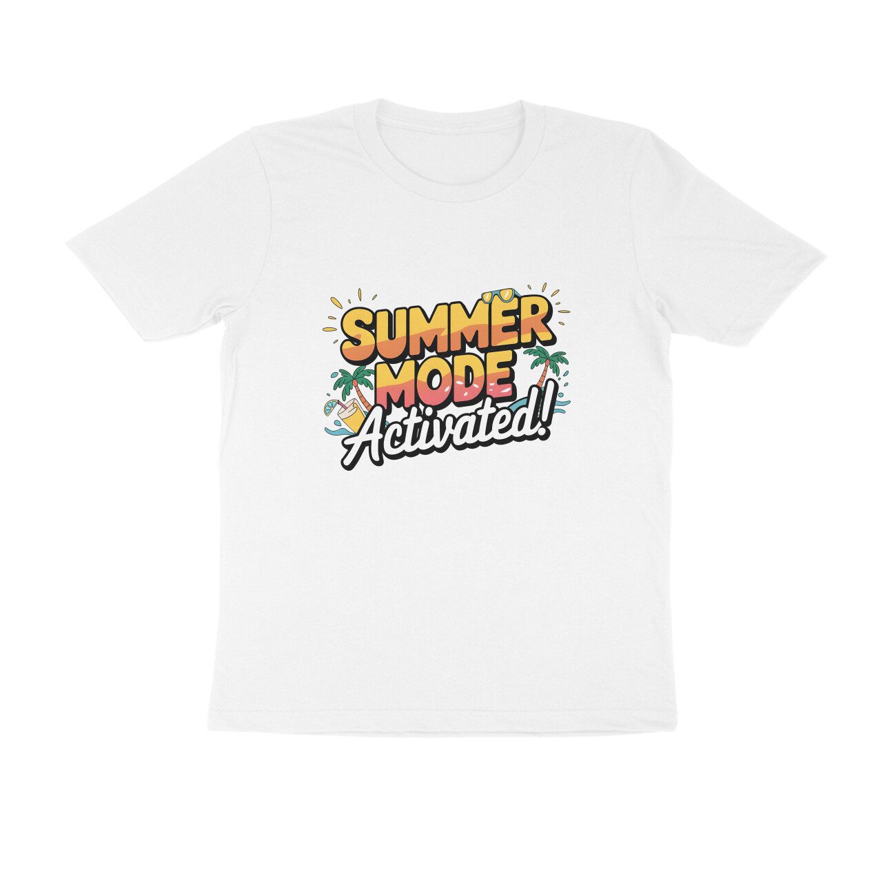 Men's White Summer Mode Activated Graphic Printed T-shirt - Printed Cave