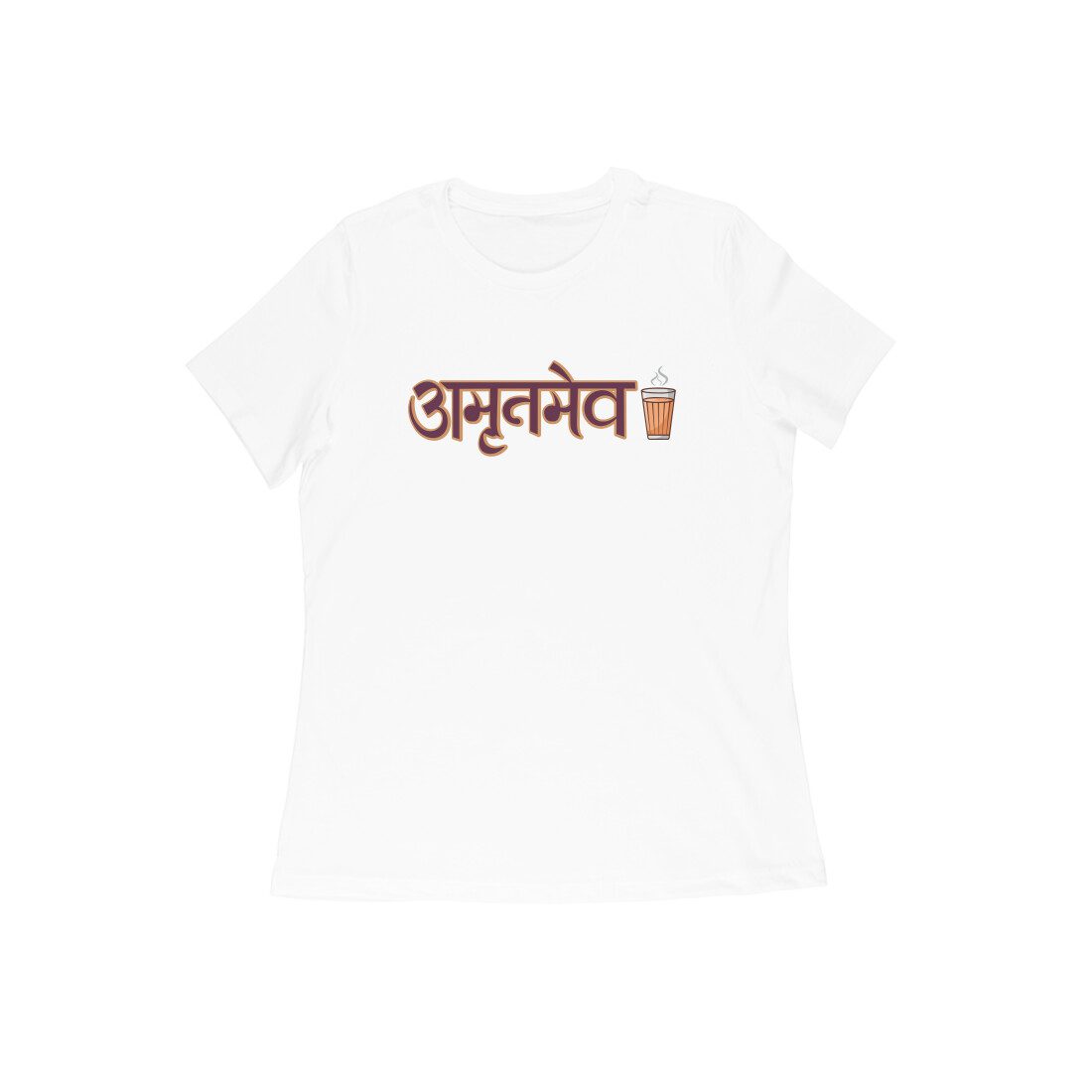 Women's White Amrutmev Graphic Printed T-shirt - Printed Cave