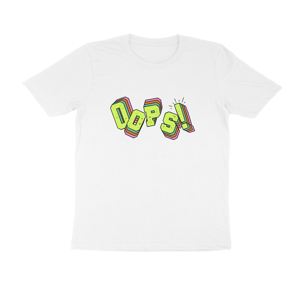 Men's White Oops Graphic Printed T-shirt - Printed Cave