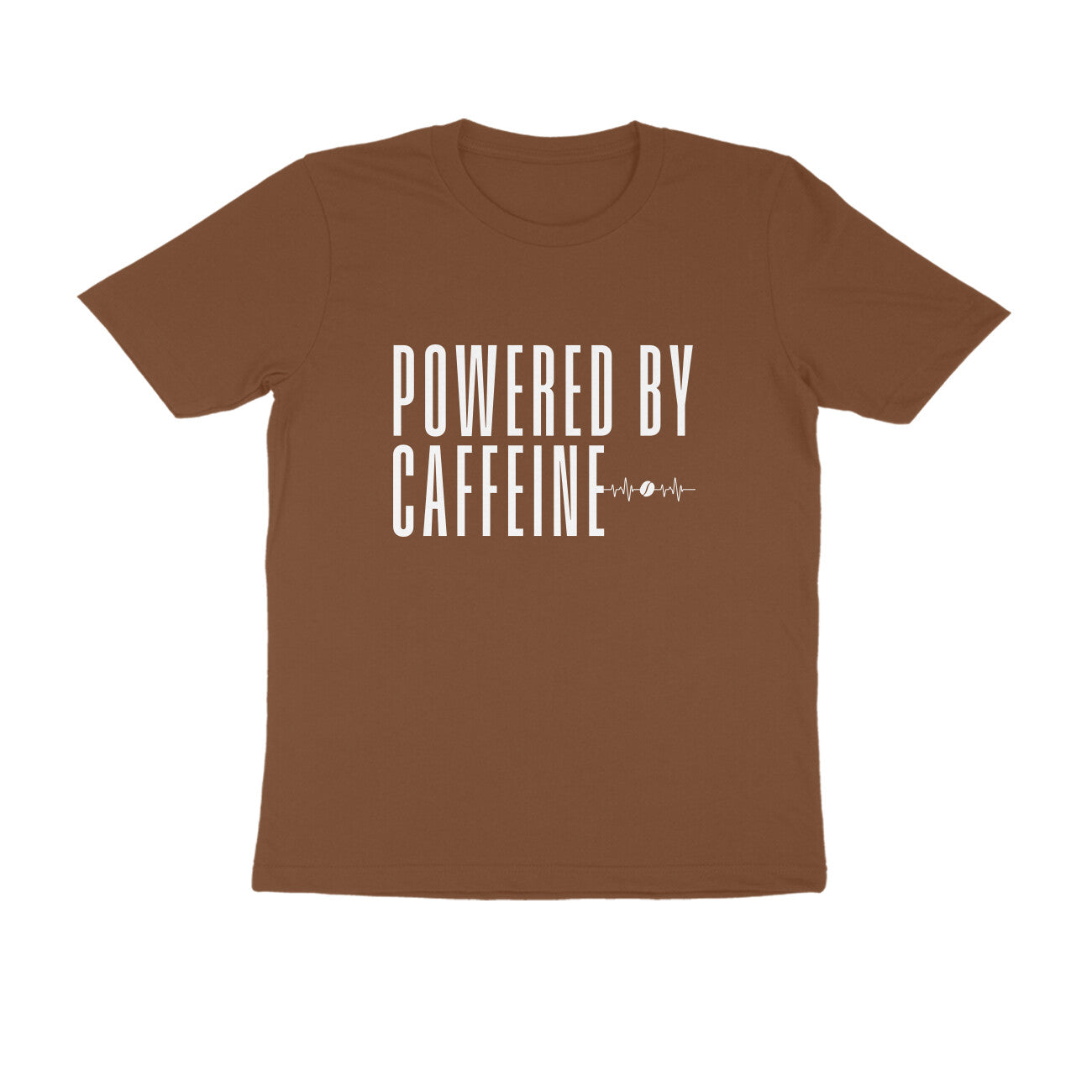 Men's Brown Powered by Caffeine Graphic Printed T-shirt - Printed Cave