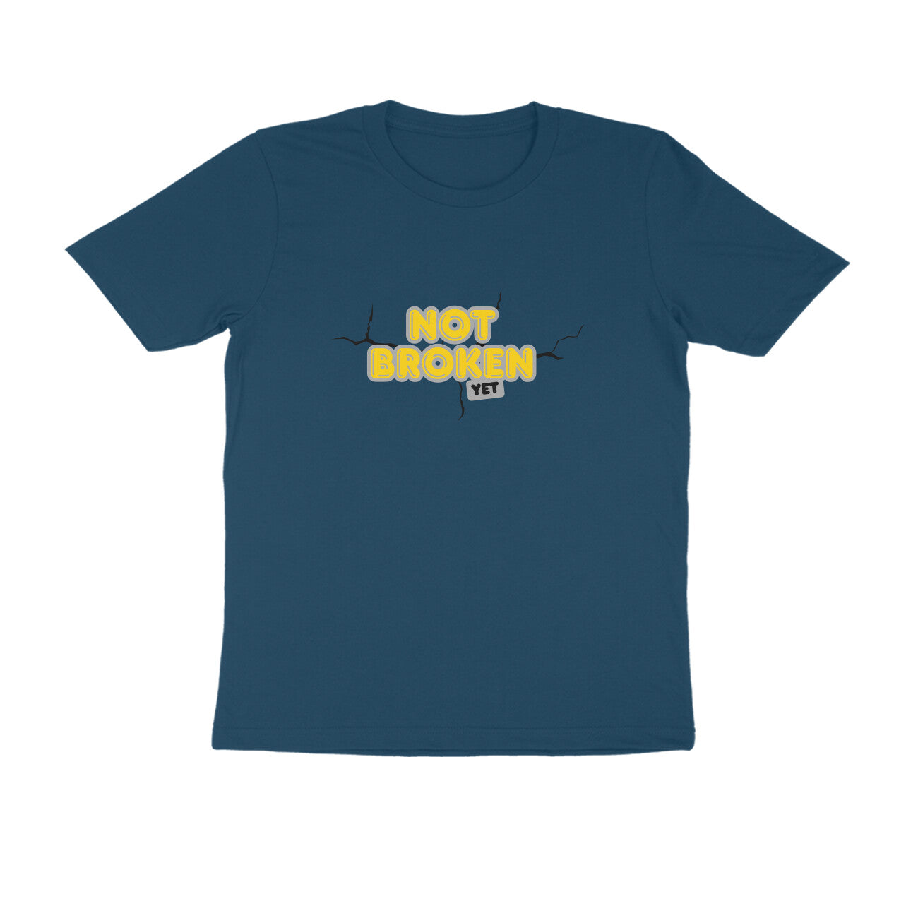 Men's Navy Blue Not Broken Yet Graphic Printed T-shirt - Printed Cave