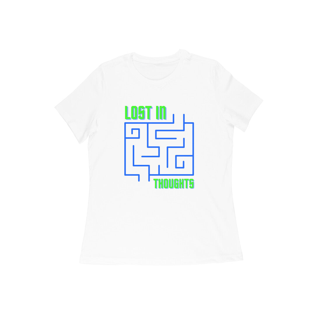 Women's White Lost in Thoughts Graphic Printed T-shirt - Printed Cave