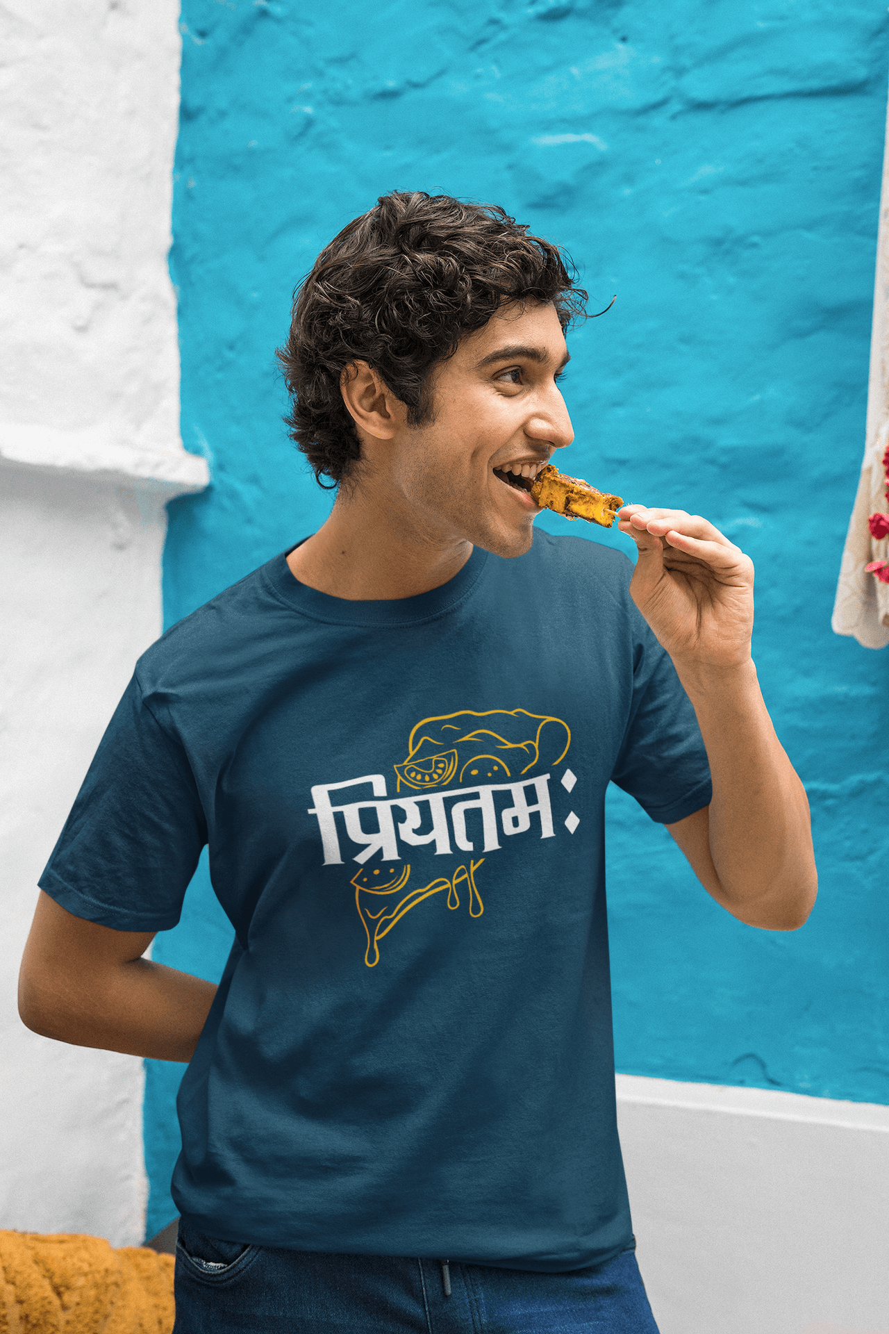 Men's Navy Blue Priyatamah Graphic Printed T-shirt - Printed Cave