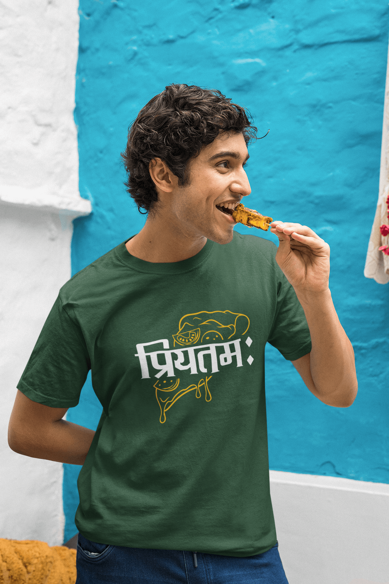 Men's Olive Green Priyatamah Graphic Printed T-shirt - Printed Cave