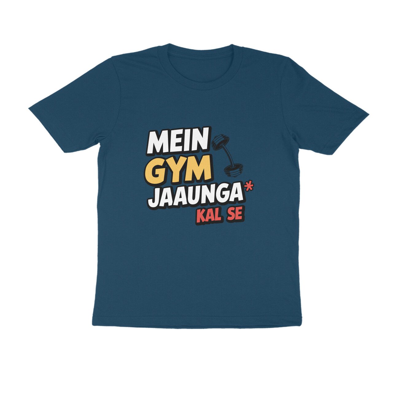 Men's Navy Blue Mein Gym Jaaunga Kal Se Graphic Printed T-shirt - Printed Cave