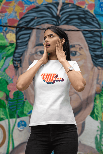 Women's White Ufff Graphic Printed T-shirt - Printed Cave