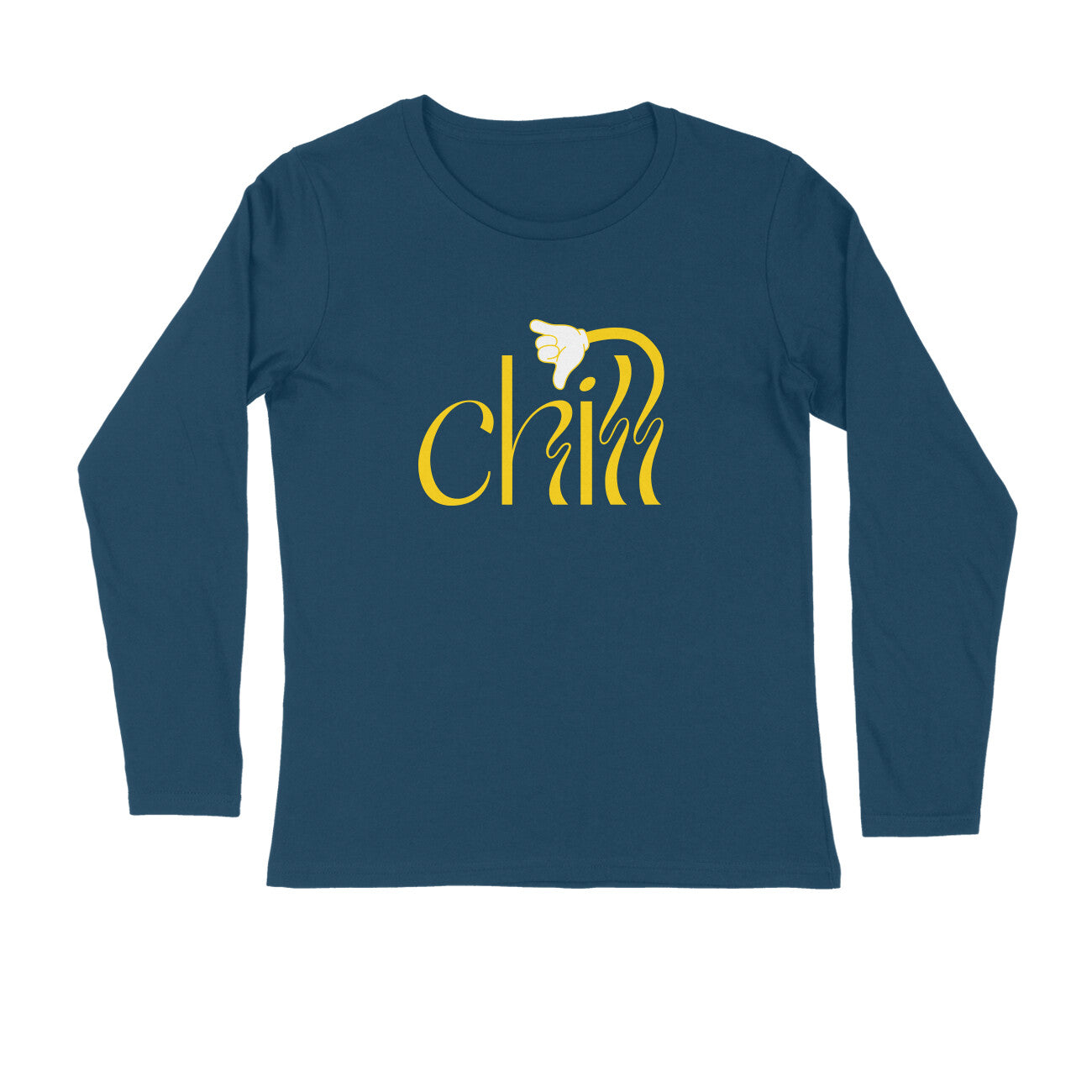Men's Navy Blue Chill Graphic Printed Full Sleeve T-shirt - Printed Cave