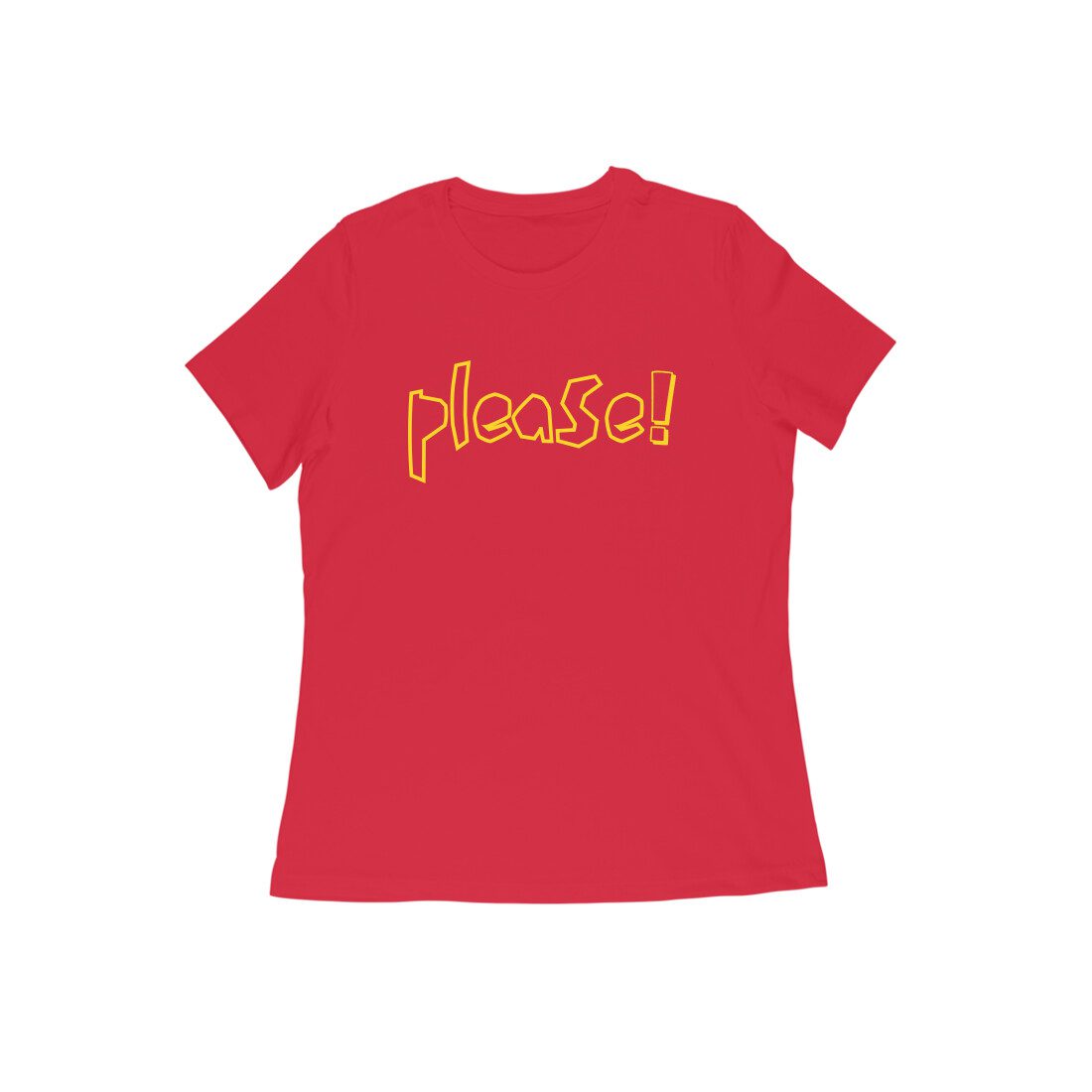 Women's Red Please Graphic Printed T-shirt - Printed Cave