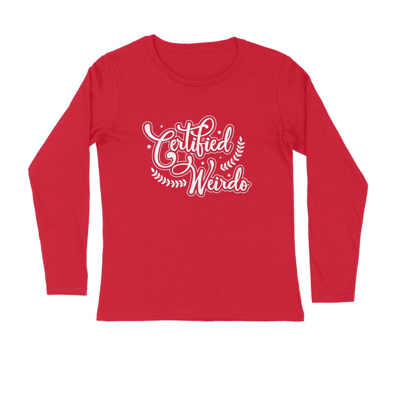 Men's Red Certified Weirdo Graphic Printed Full Sleeve T-shirt - Printed Cave