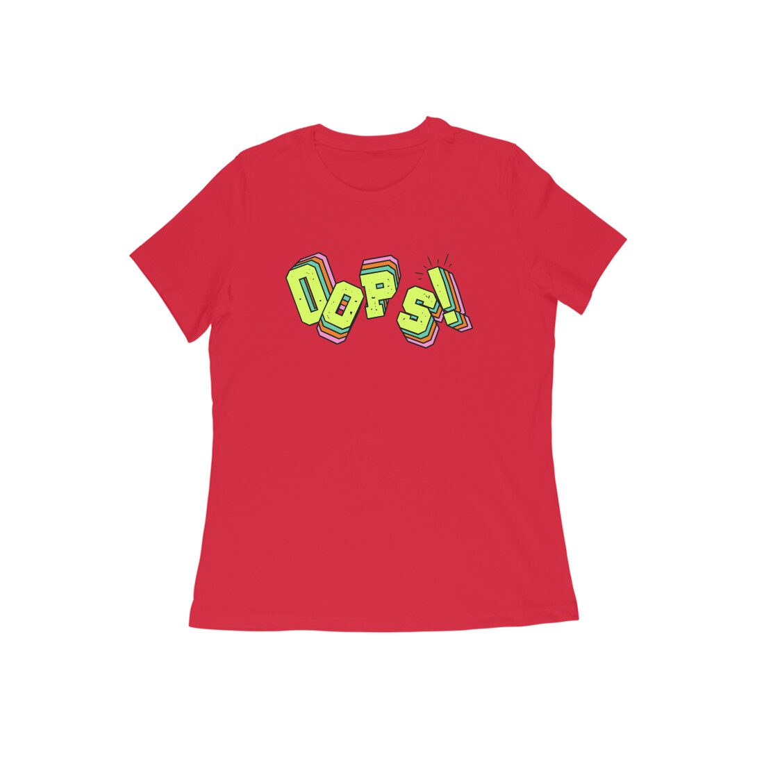 Women's Red Oops Graphic Printed T-shirt - Printed Cave