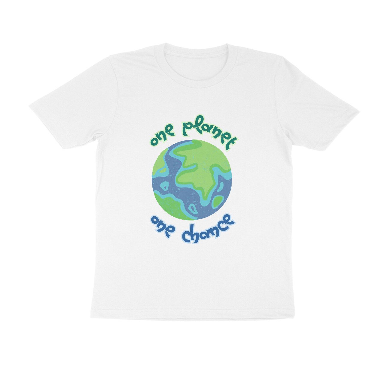 Men's White One Planet One Chance Graphic Printed T-shirt - Printed Cave