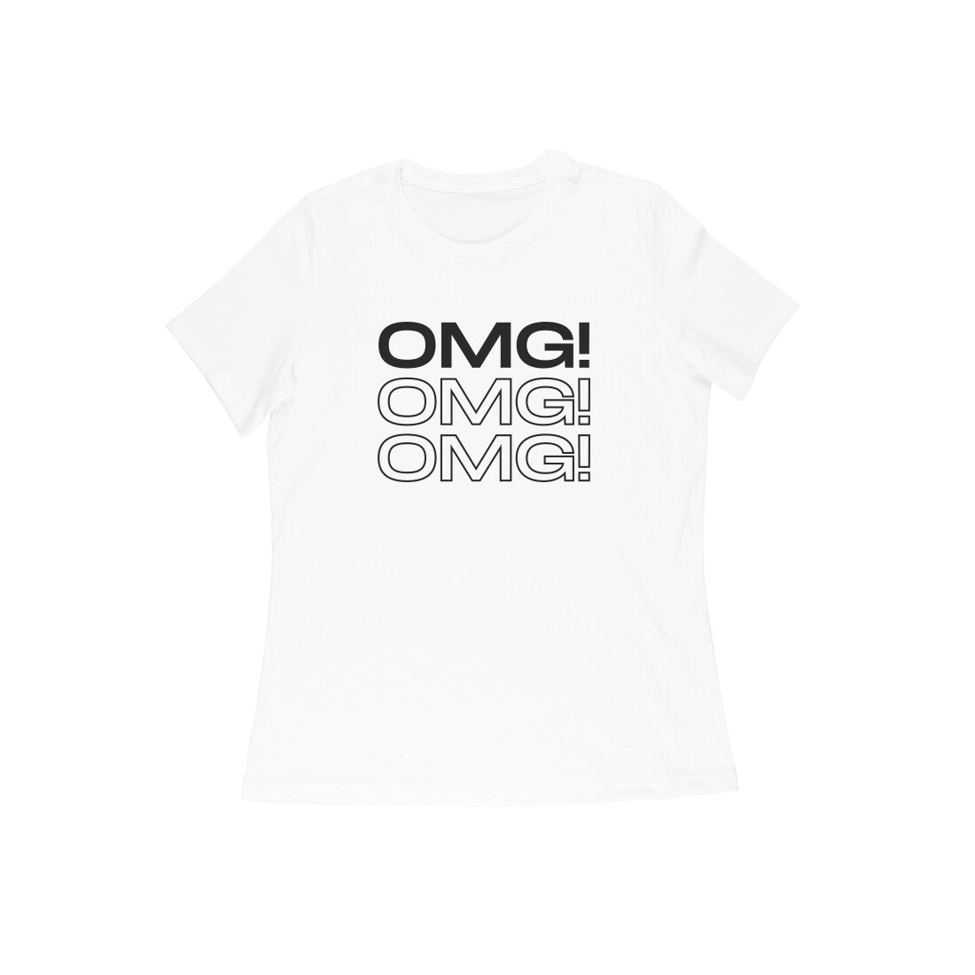 Women's White OMG Graphic Printed T-shirt - Printed Cave
