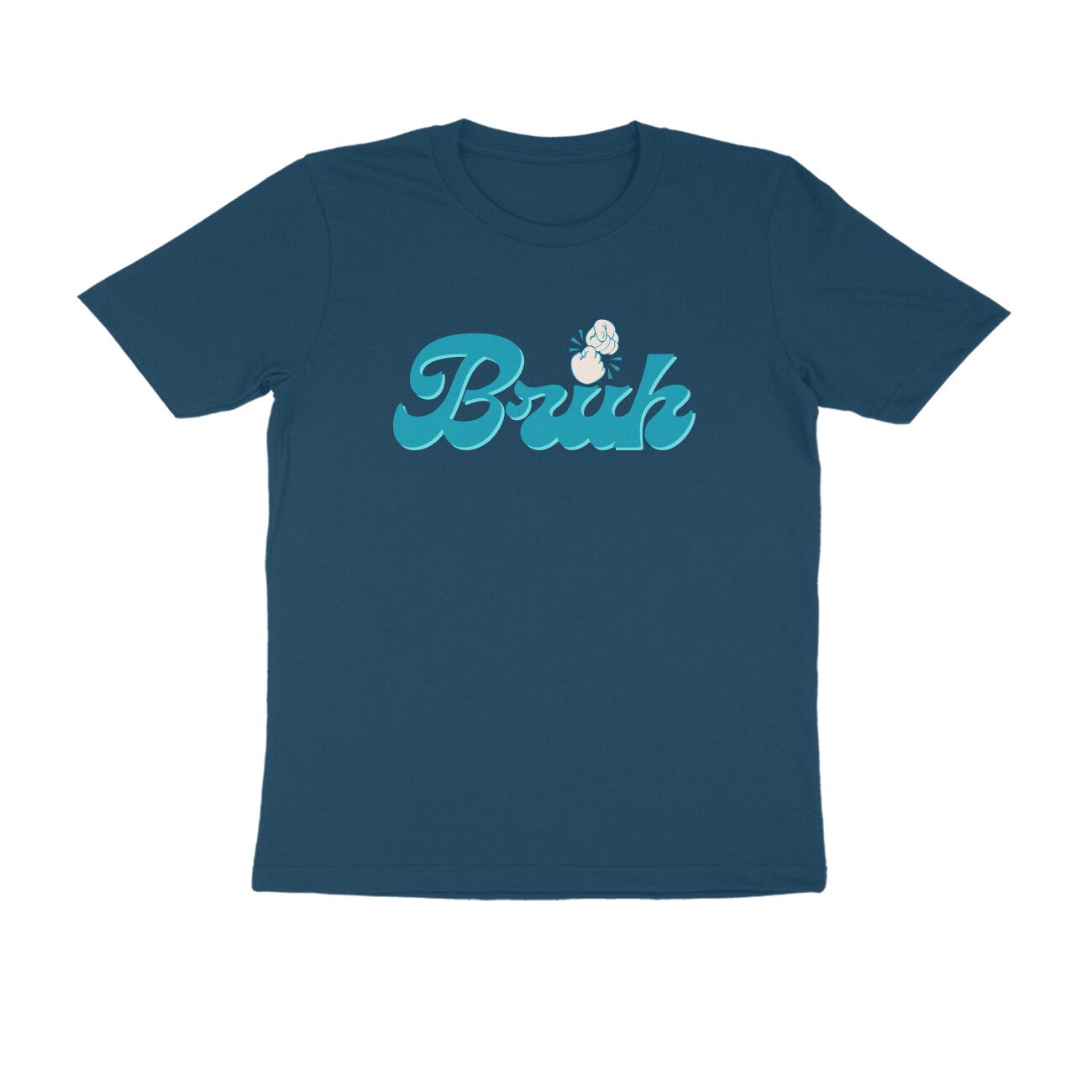 Men's Navy Blue Bruh Graphic Printed T-shirt - Printed Cave
