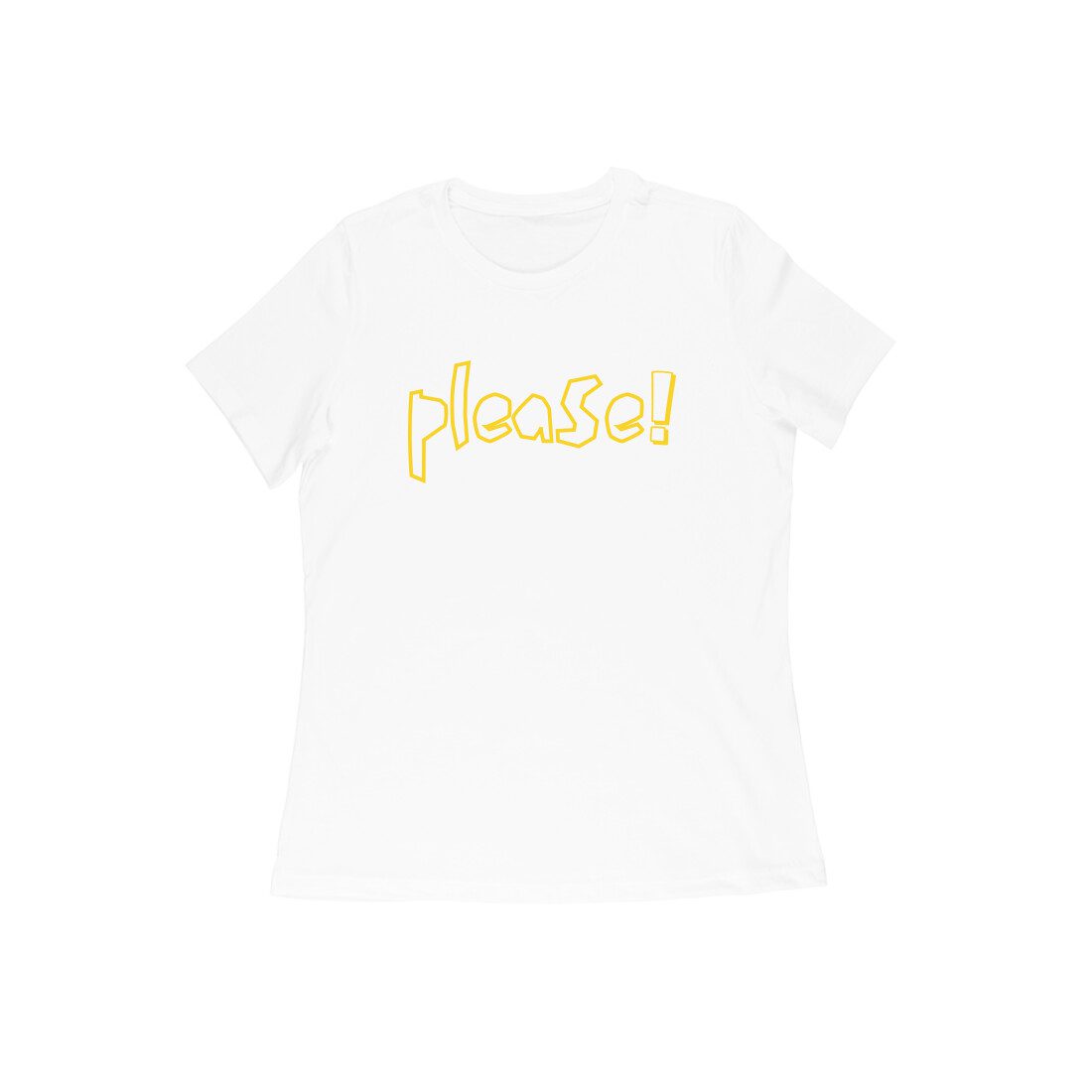 Women's White Please Graphic Printed T-shirt - Printed Cave