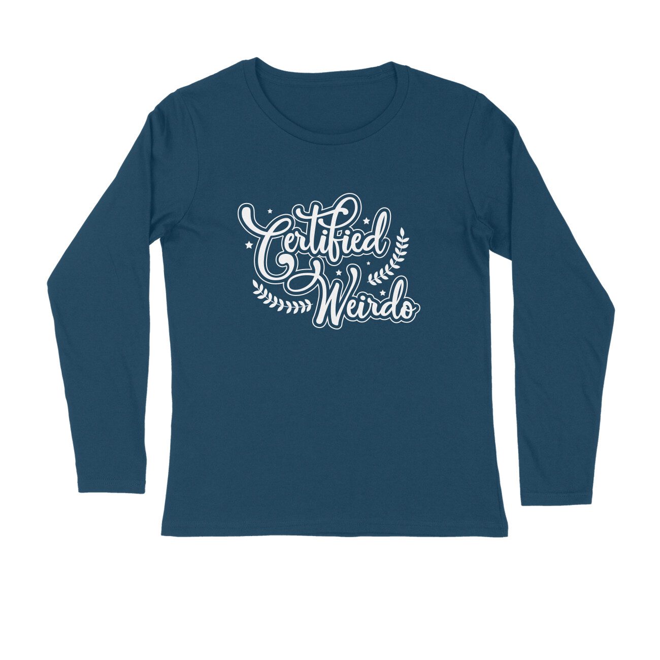 Men's Navy Blue Certified Weirdo Graphic Printed Full Sleeve T-shirt - Printed Cave