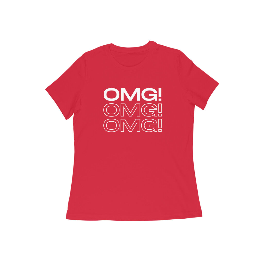 Women's Red OMG Graphic Printed T-shirt - Printed Cave