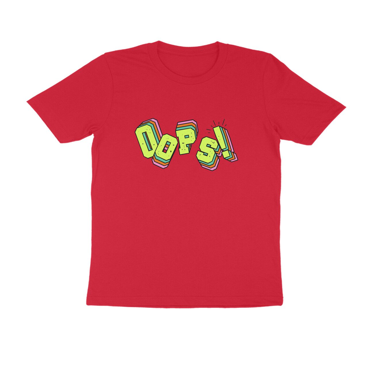 Men's Red Oops Graphic Printed T-shirt - Printed Cave
