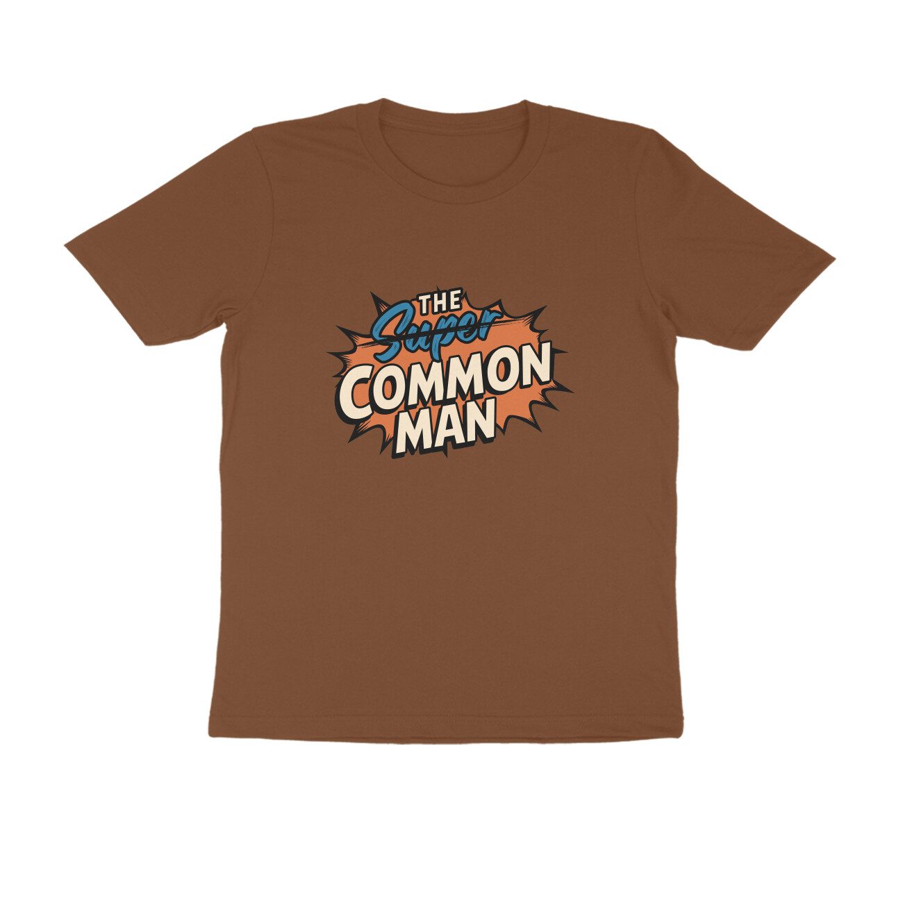 Men's Brown The Super Common Man Graphic Printed T-shirt - Printed Cave