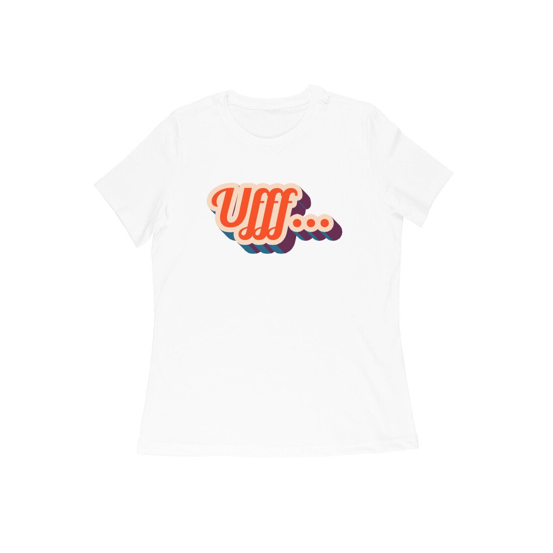 Women's White Ufff Graphic Printed T-shirt - Printed Cave