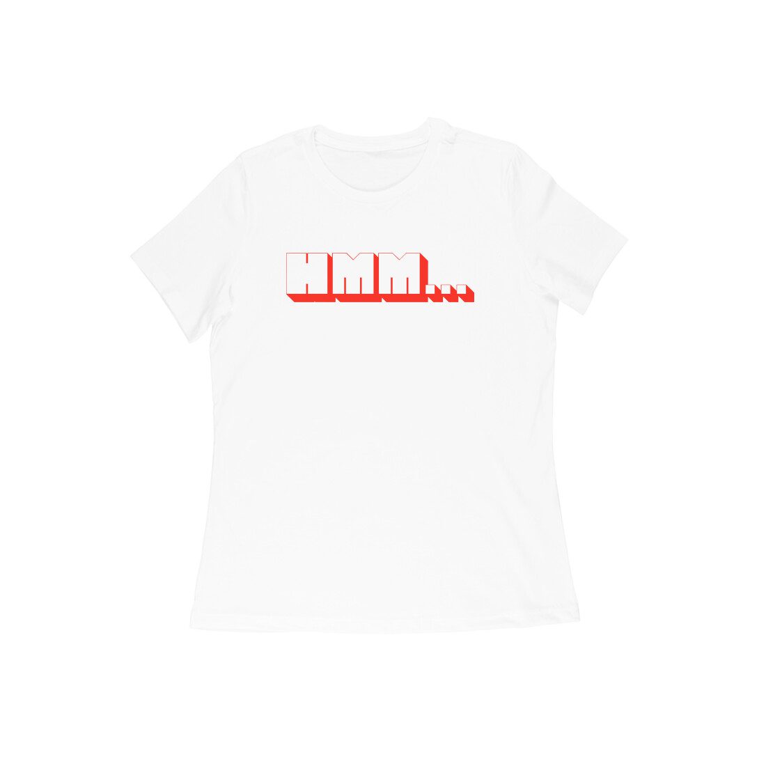 Women's White Hmm Graphic Printed T-shirt - Printed Cave