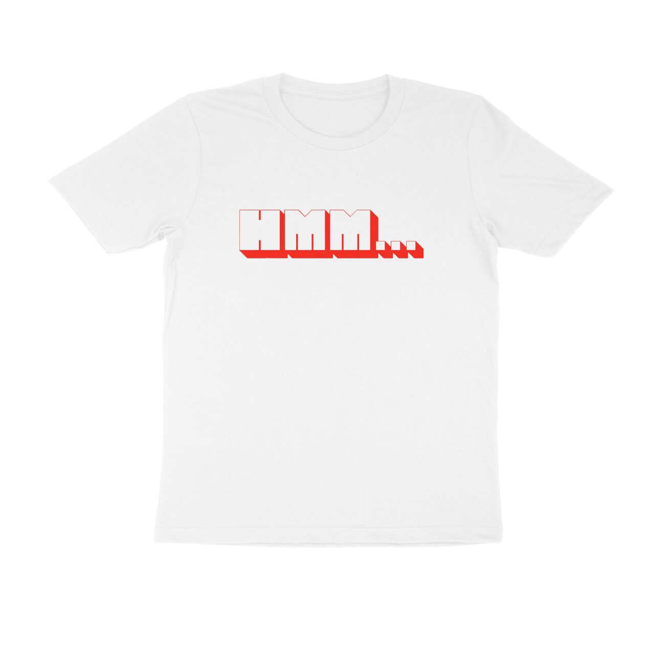 Men's White Hmm Graphic Printed T-shirt - Printed Cave