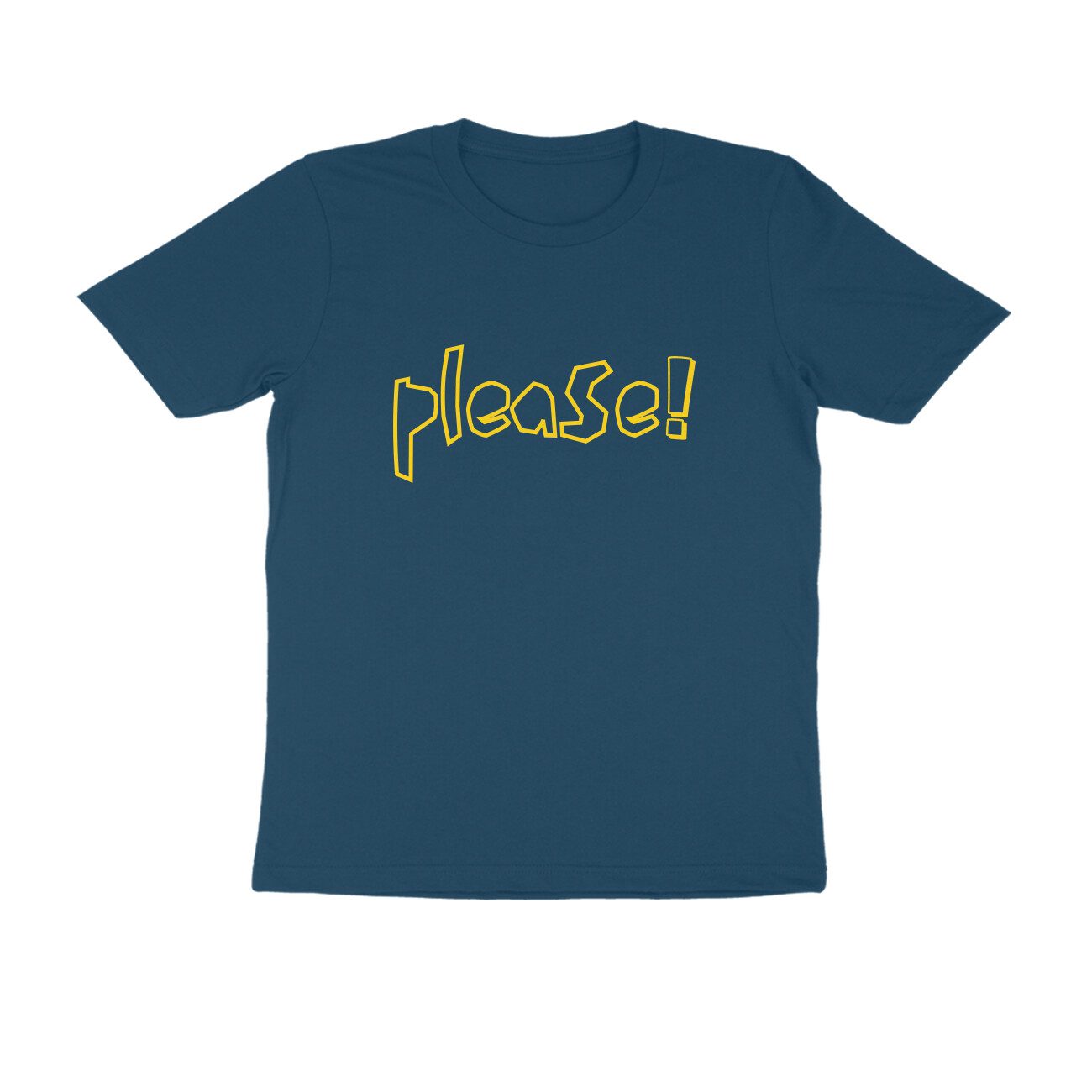 Men's Navy Blue Please Graphic Printed T-shirt - Printed Cave