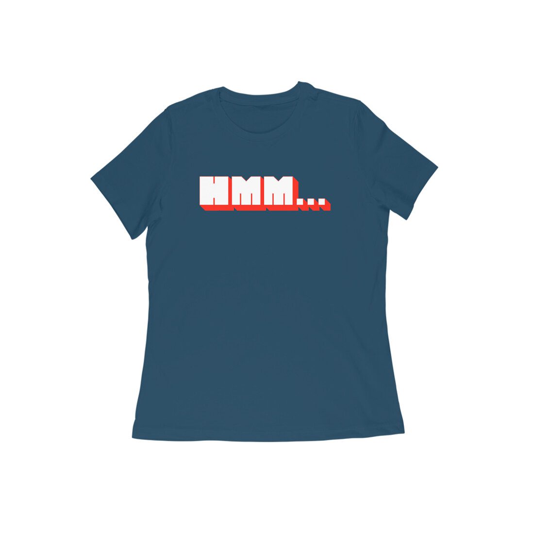 Women's Navy Blue Hmm Graphic Printed T-shirt - Printed Cave