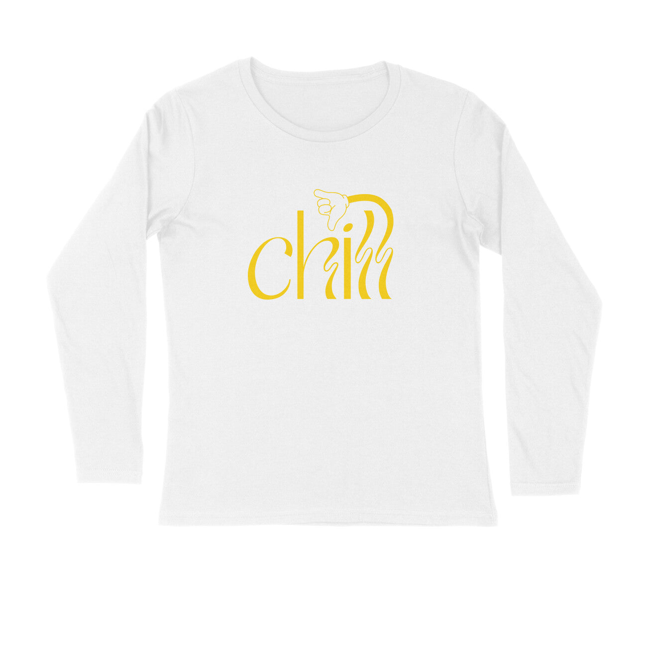 Men's White Chill Graphic Printed Full Sleeve T-shirt - Printed Cave