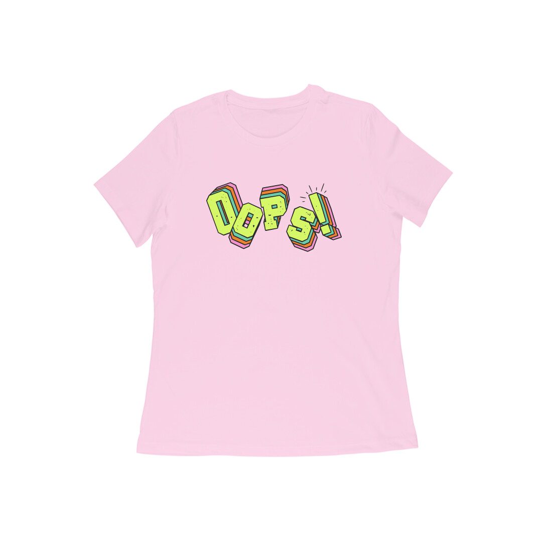 Women's Light Pink Oops Graphic Printed T-shirt - Printed Cave