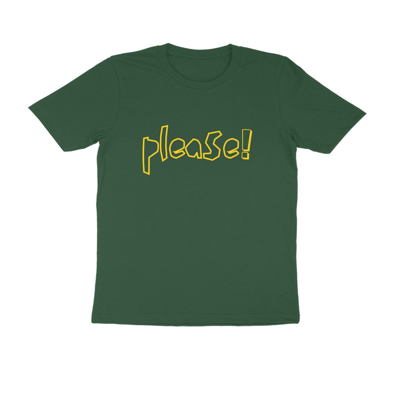 Men's Olive Green Please Graphic Printed T-shirt - Printed Cave