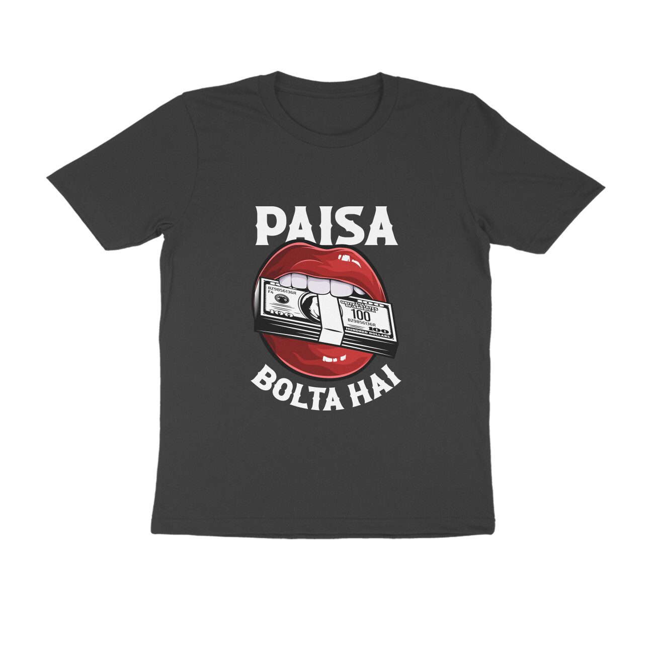 Men's Black Paisa Bolta Hai Graphic Printed T-shirt - Printed Cave