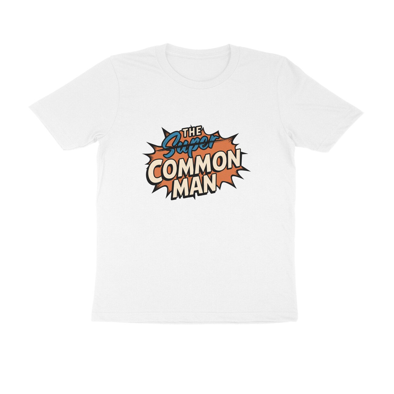 Men's White The Super Common Man Graphic Printed T-shirt - Printed Cave