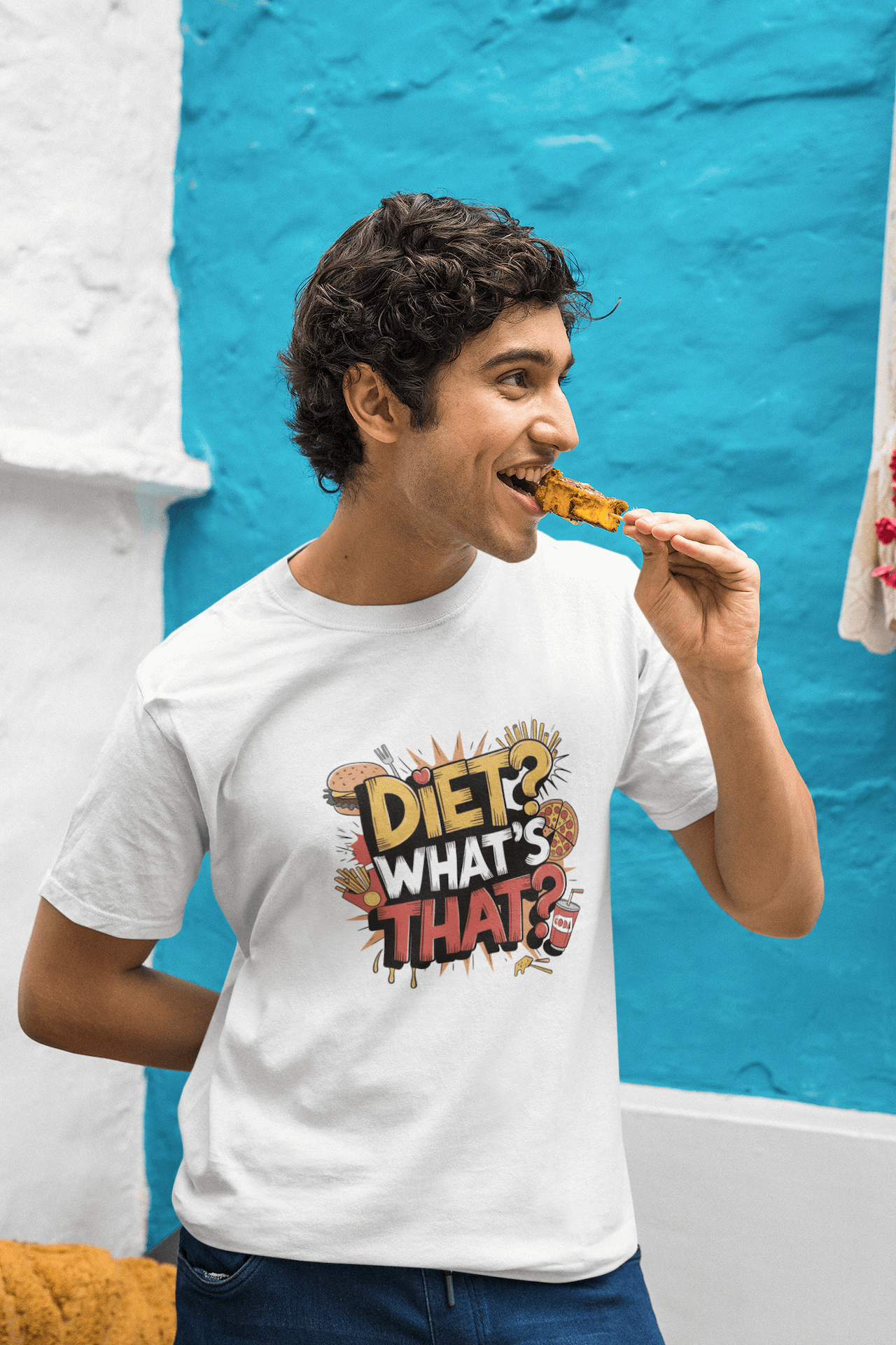 Men's White Diet What's That Graphic Printed T-shirt - Printed Cave