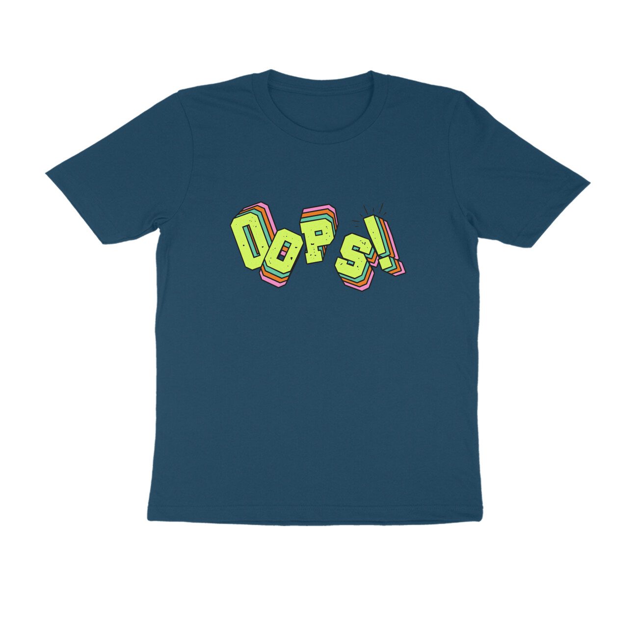 Men's Navy Blue Oops Graphic Printed T-shirt - Printed Cave