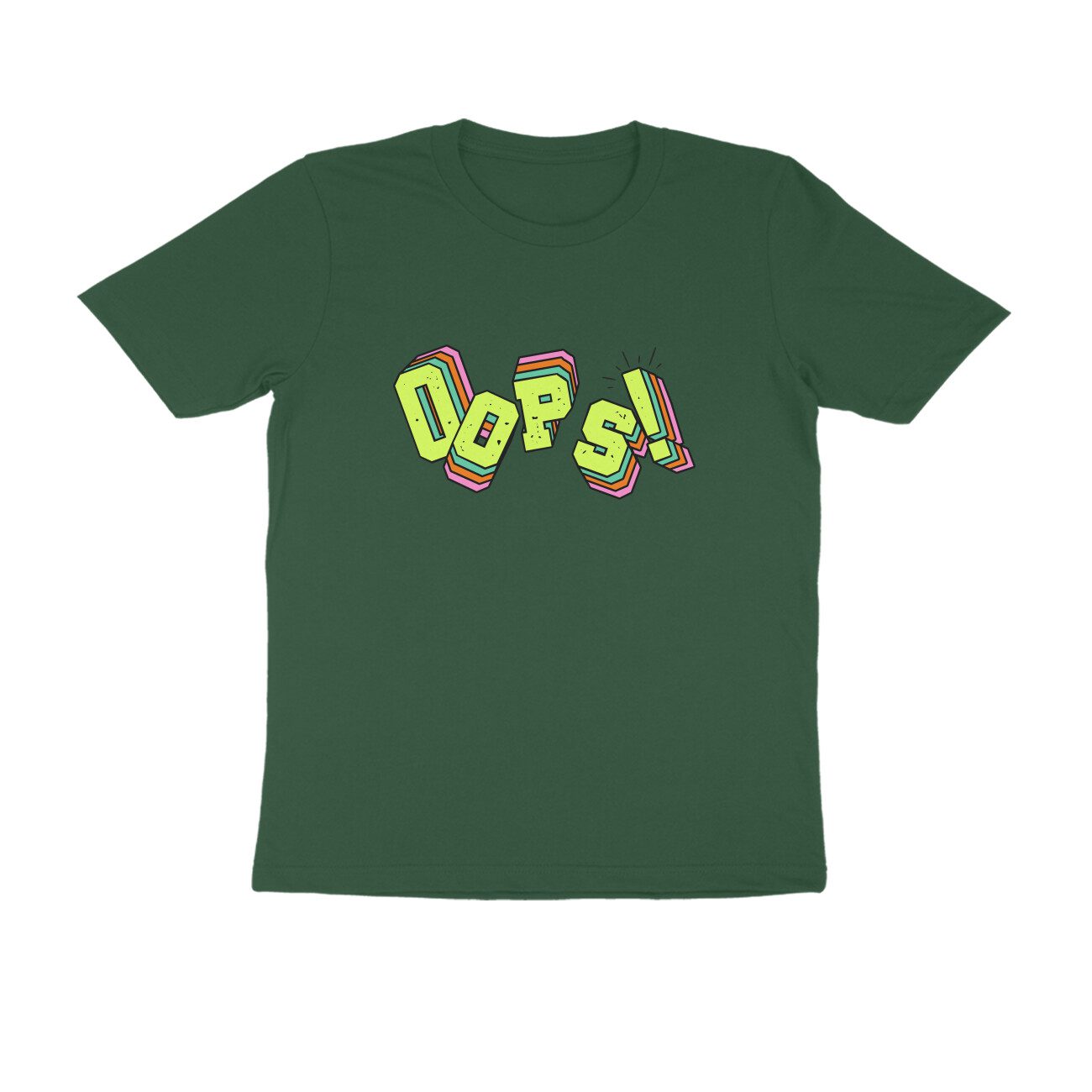Men's Olive Green Oops Graphic Printed T-shirt - Printed Cave