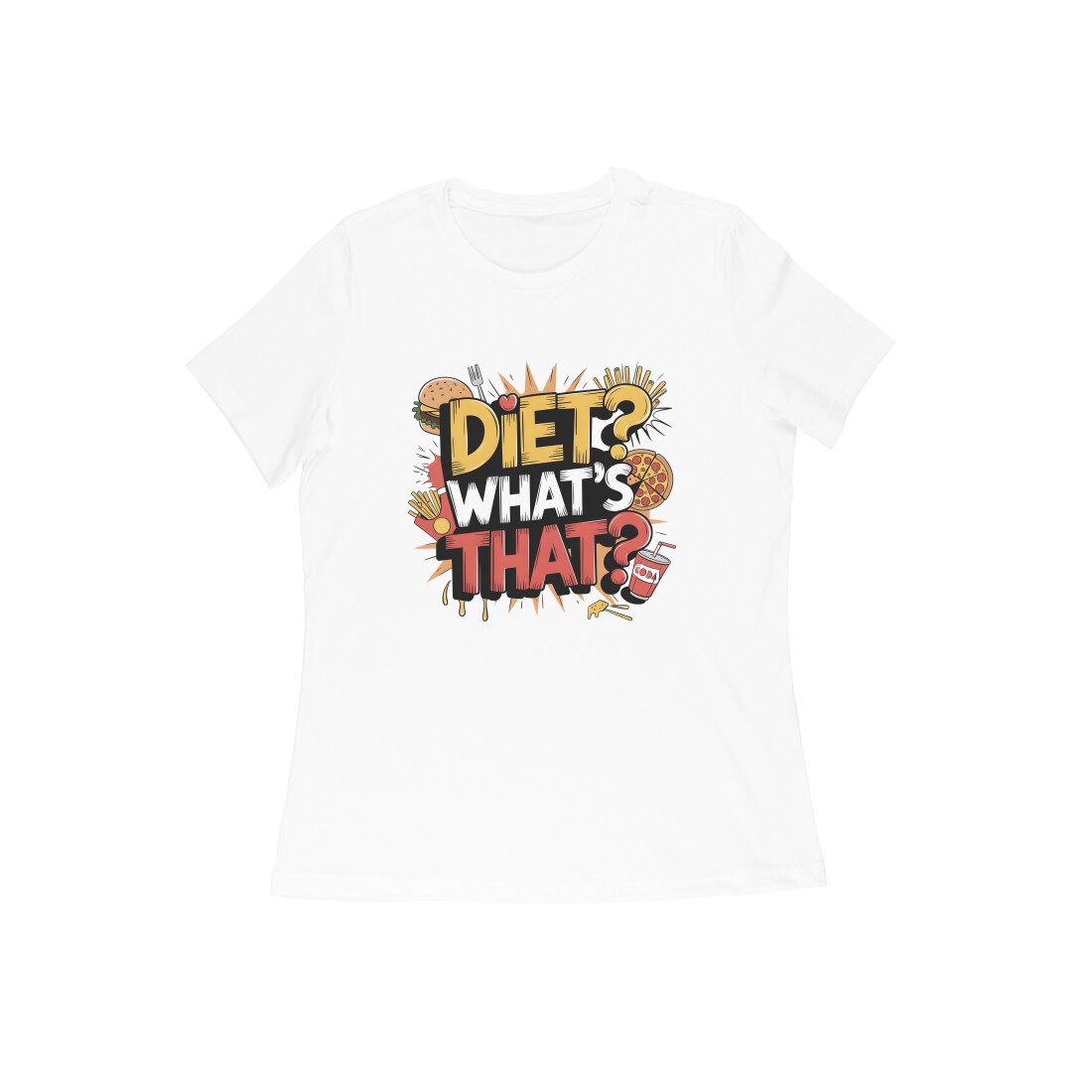 Women's White Diet What's That Graphic Printed T-shirt - Printed Cave