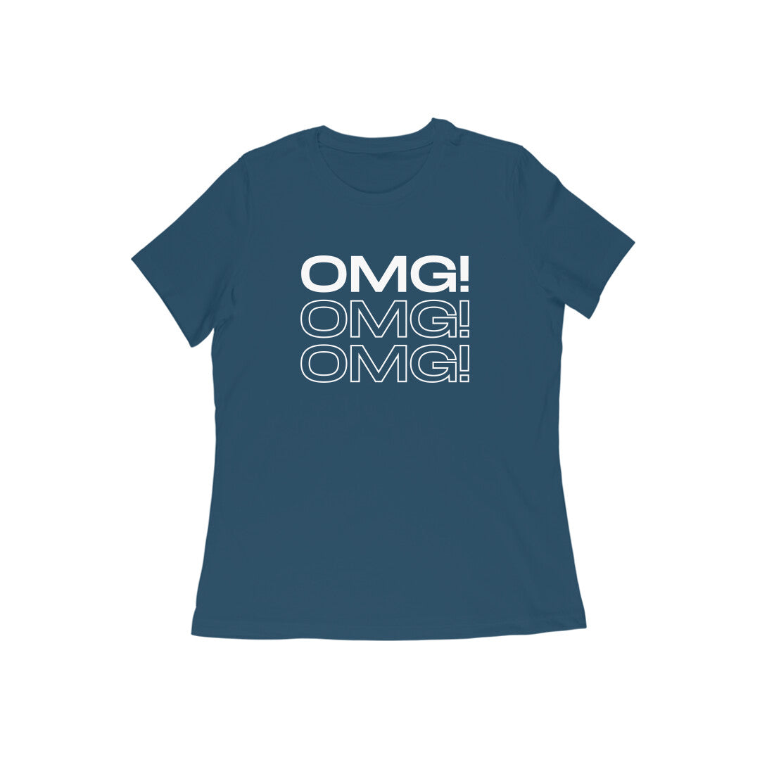Women's Navy Blue OMG Graphic Printed T-shirt - Printed Cave