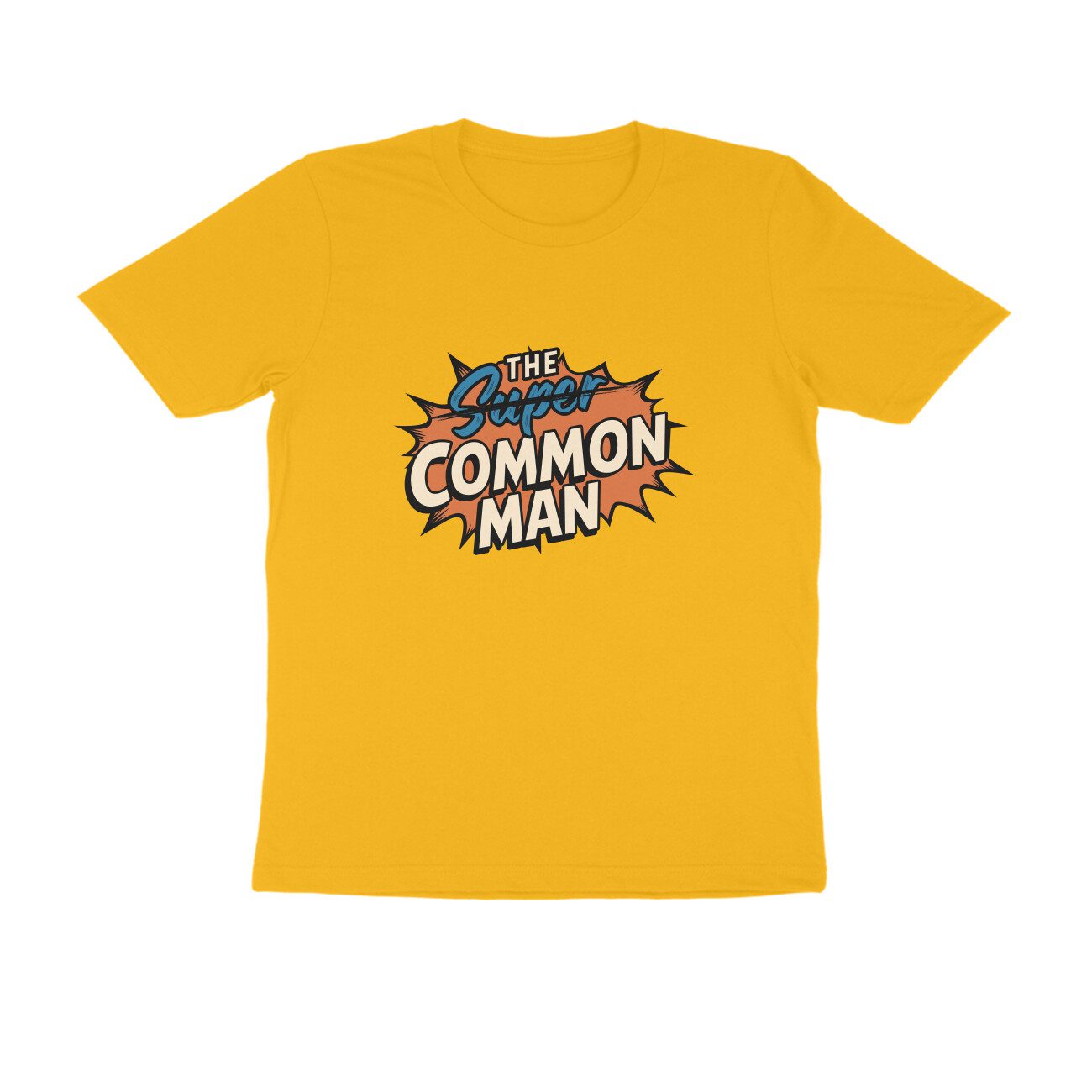 Men's Golden Yellow The Super Common Man Graphic Printed T-shirt - Printed Cave
