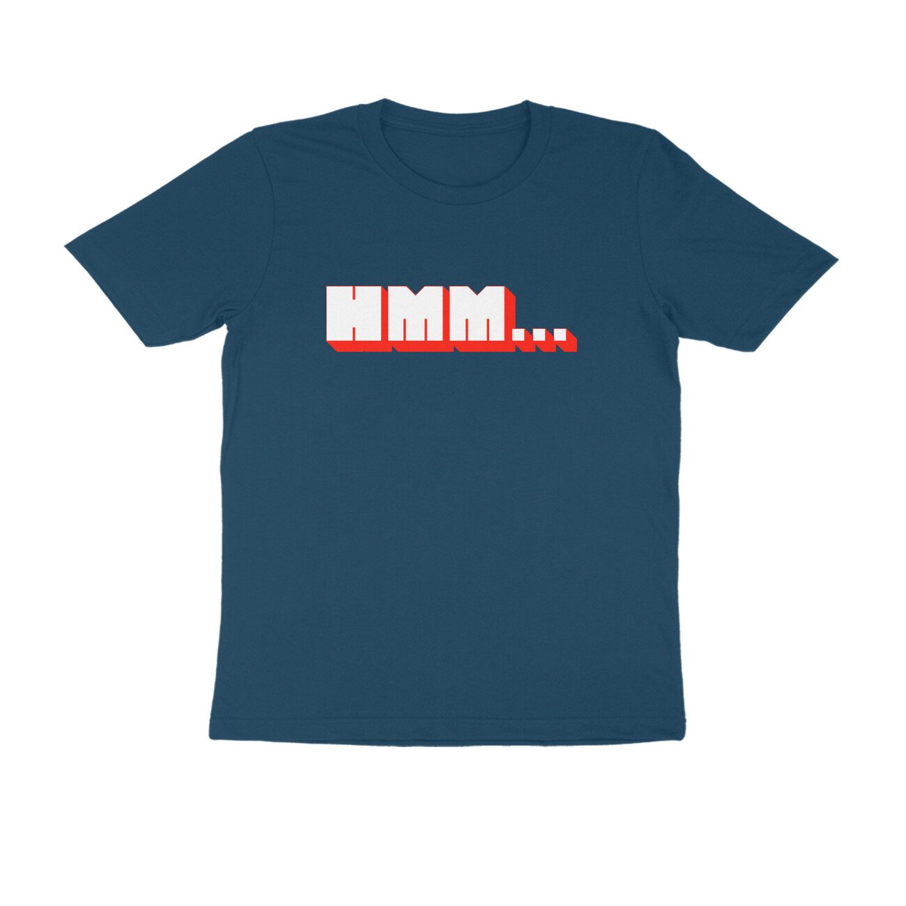Men's Navy Blue Hmm Graphic Printed T-shirt - Printed Cave
