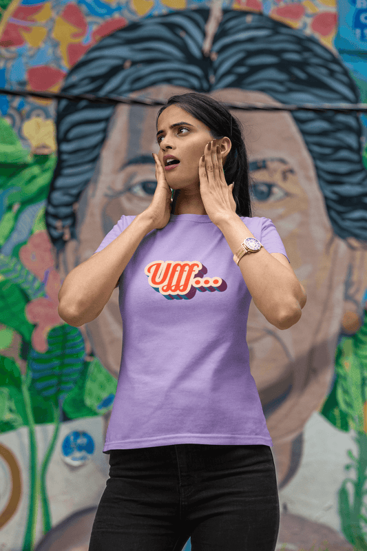 Women's Iris Lavender Ufff Graphic Printed T-shirt - Printed Cave