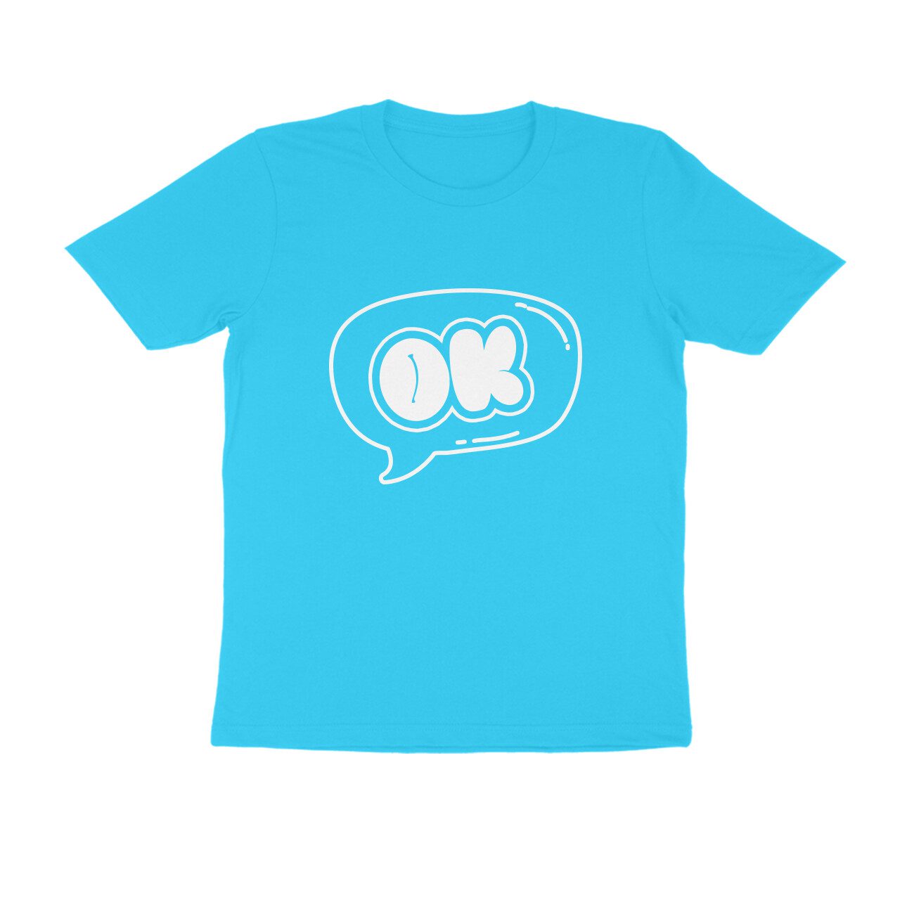 Men's Sky Blue OK Graphic Printed T-shirt - Printed Cave