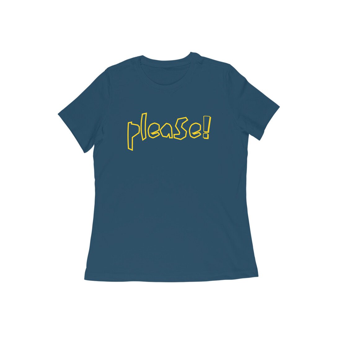 Women's Navy Blue Please Graphic Printed T-shirt - Printed Cave
