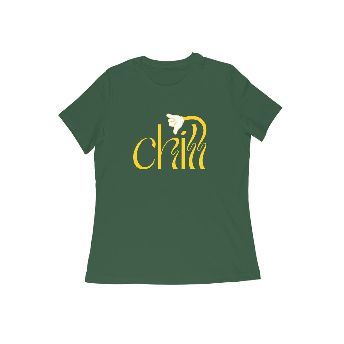 Women's Olive Green Chill Graphic Printed T-shirt - Printed Cave