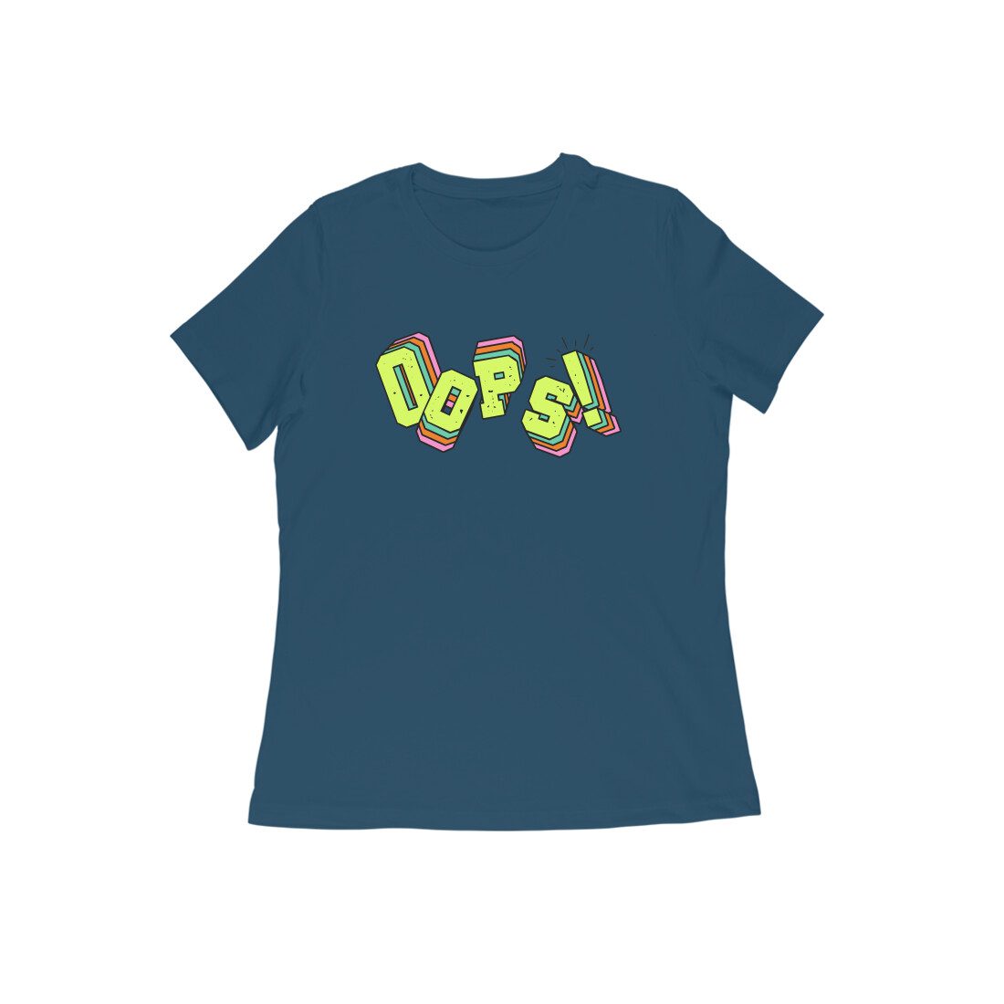 Women's Navy Blue Oops Graphic Printed T-shirt - Printed Cave