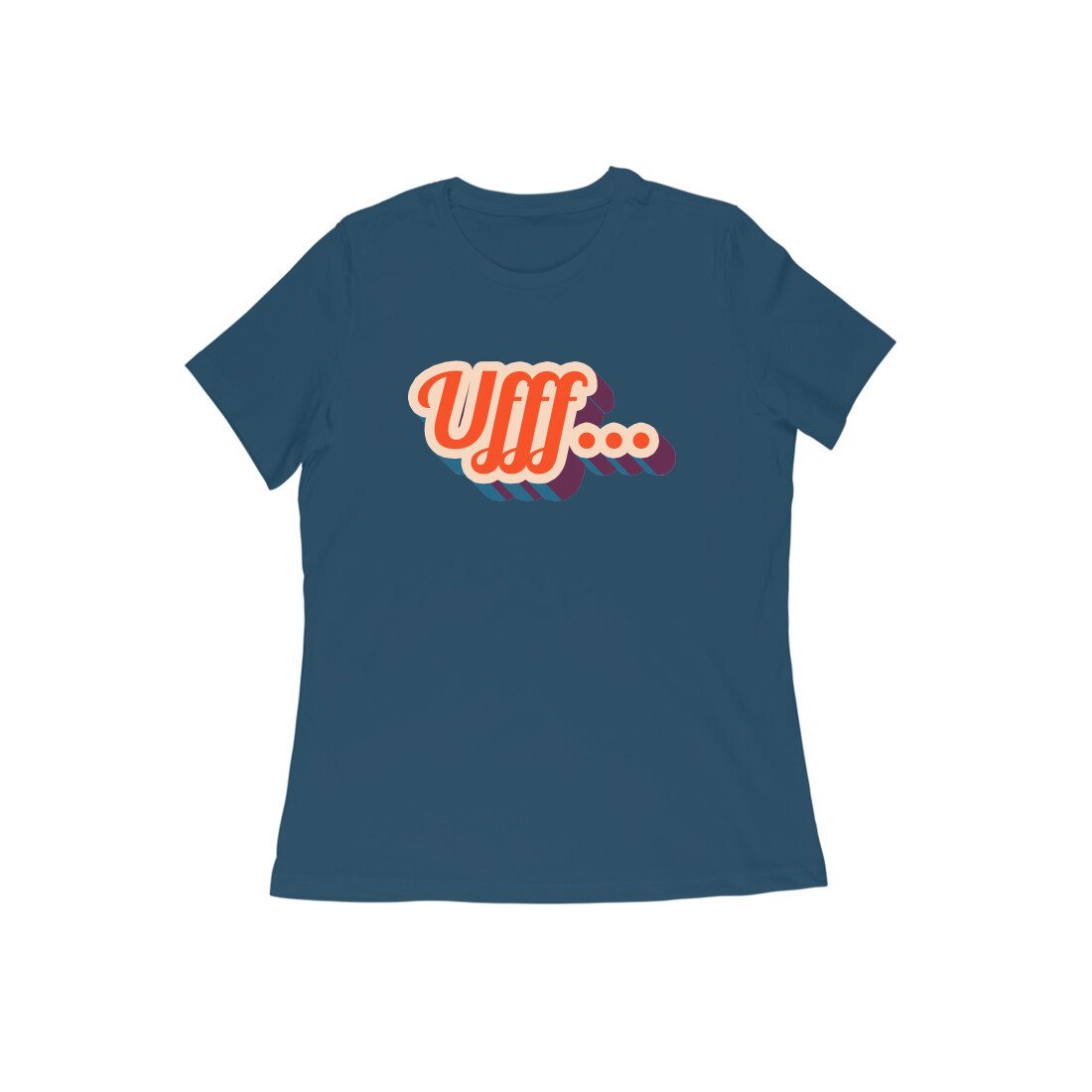 Women's Navy Blue Ufff Graphic Printed T-shirt - Printed Cave