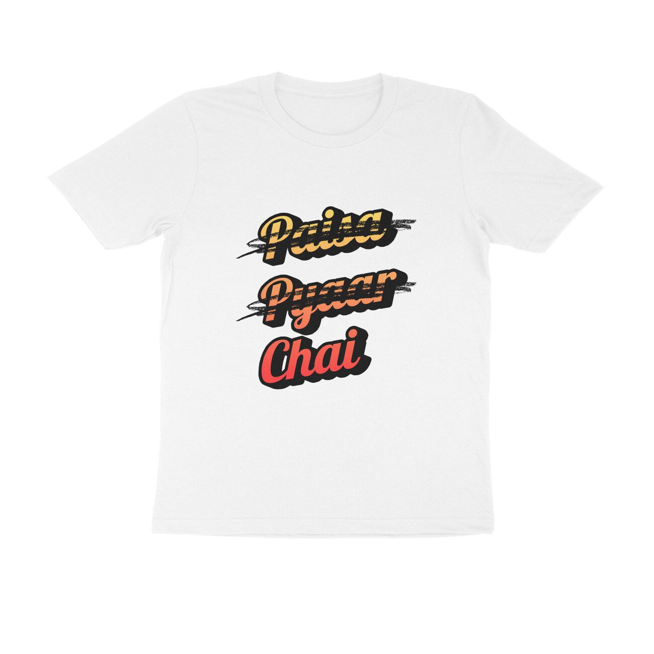 Men's White Paisa Pyaar Chai Graphic Printed T-shirt - Printed Cave