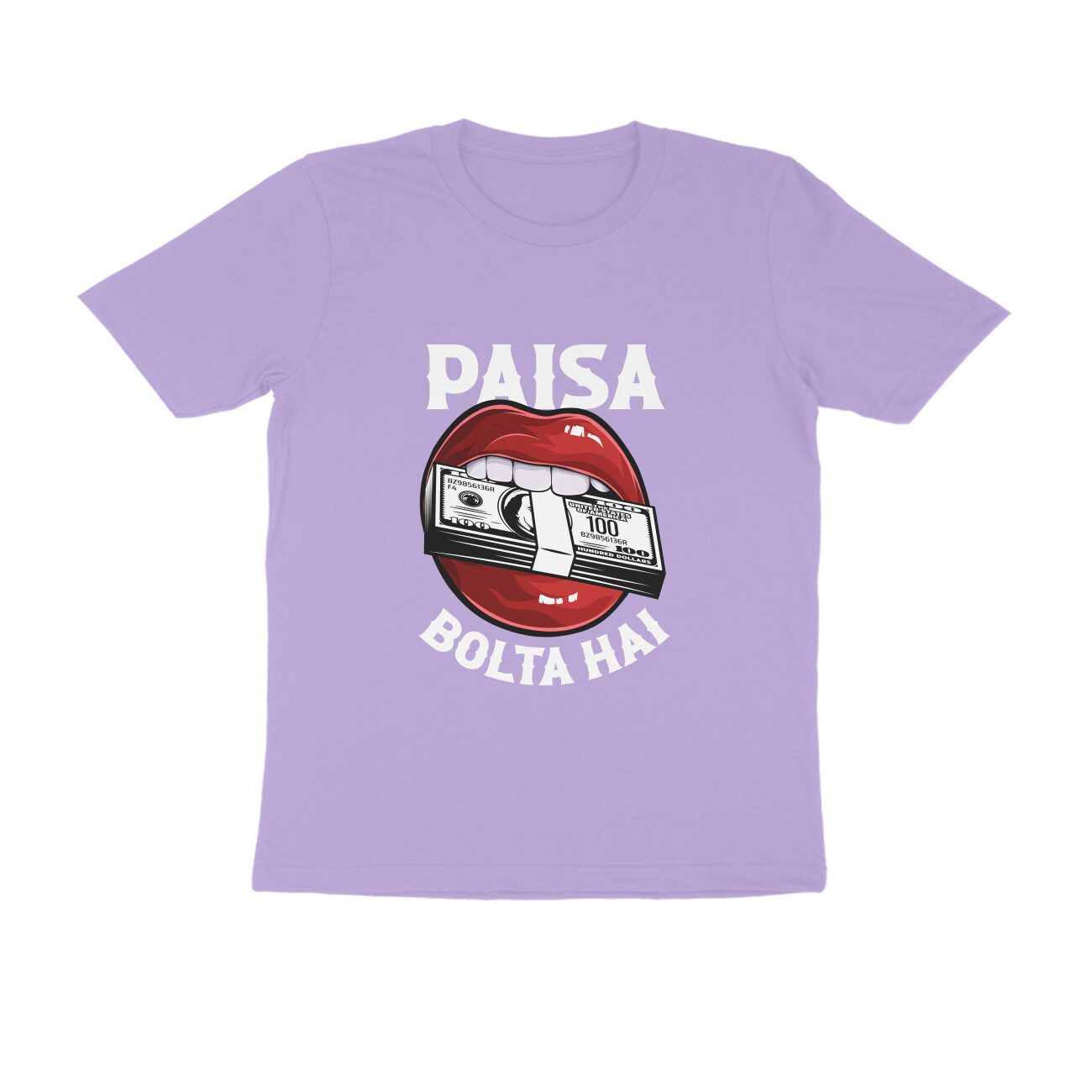 Men's Iris Lavender Paisa Bolta Hai Graphic Printed T-shirt - Printed Cave