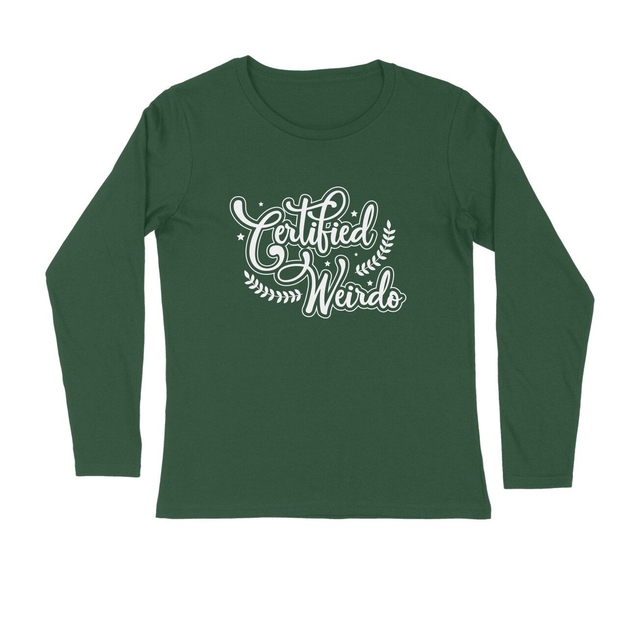 Men's Olive Green Certified Weirdo Graphic Printed Full Sleeve T-shirt - Printed Cave